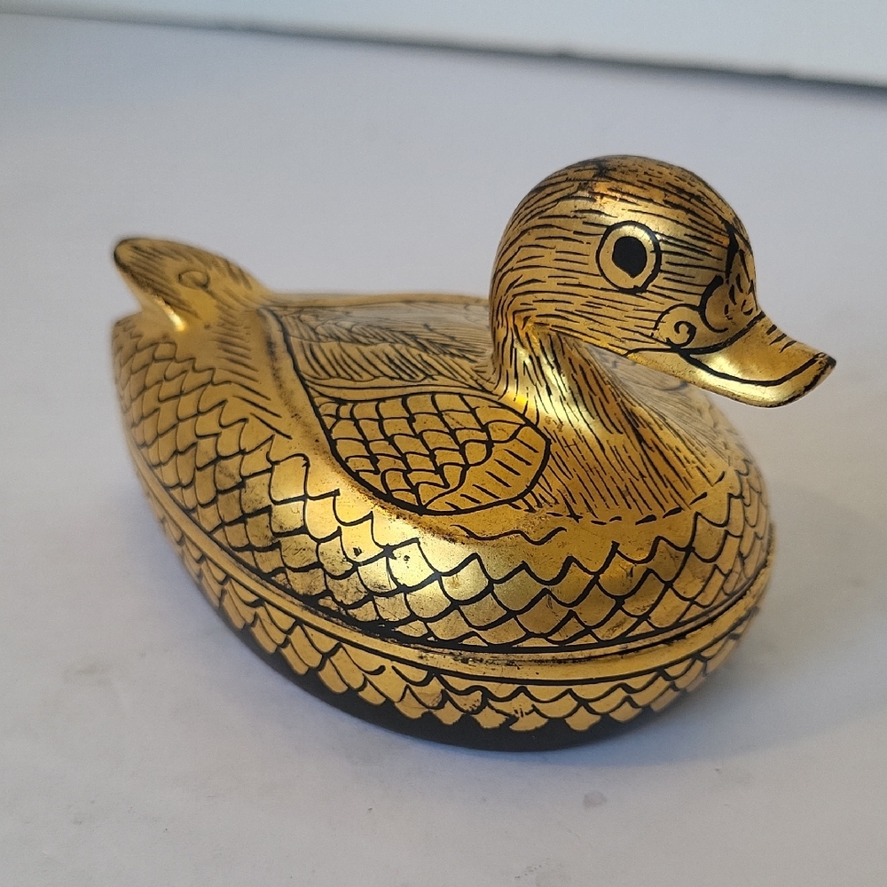 Vintage Burmese Gold Duck Trinket Box